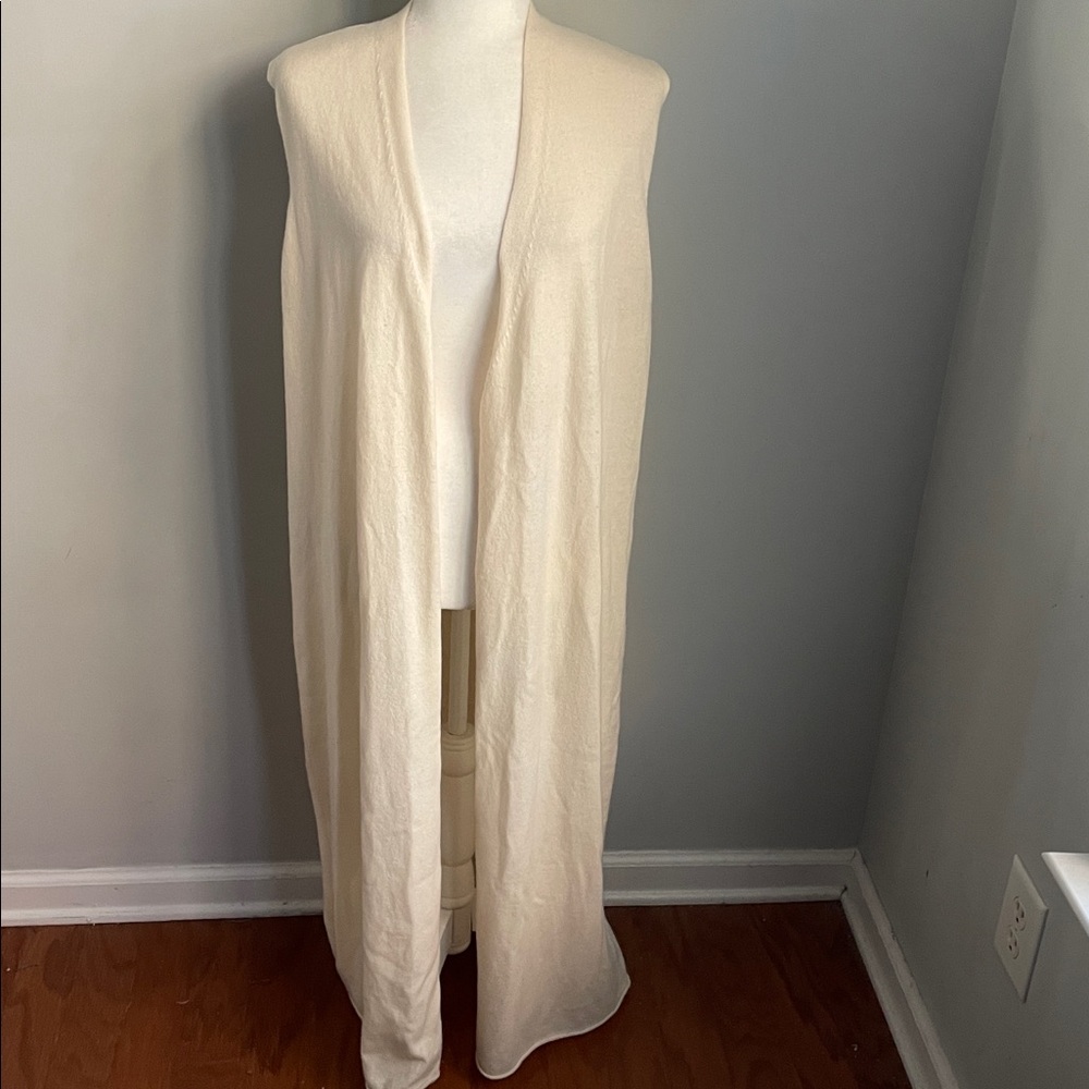 Eileen Fisher Cream Duster 100% Cashmere Size Medium